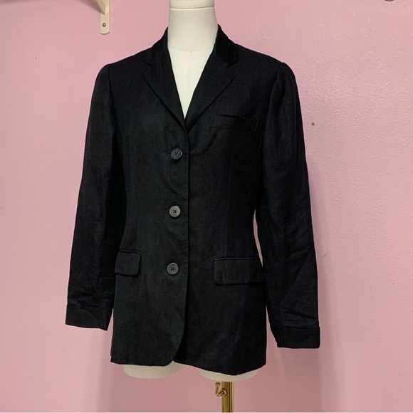 VTG Limited London Paris New York Black Linen Blend Blazer XS - Picture 7 of 16